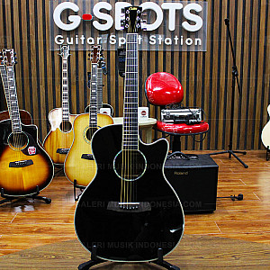 Cetta OM28CE BK Acoustic Electric Guitar, Black